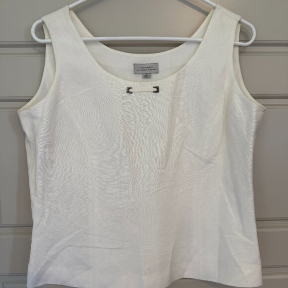 Tahari White Linen Blend Jacket & Shell Two-Piece Set Classic Elegant Summer - Picture 2 of 9